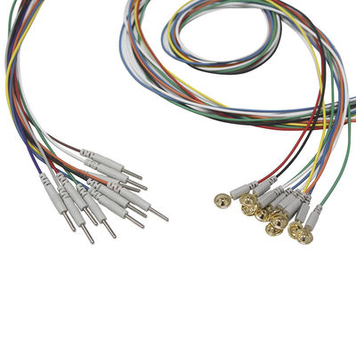 Tipo elétrodo chapeado elétrodos do copo da tomada do ruído 2,0 dos Leadwires do EMS do EEG do ouro do tampão do EEG