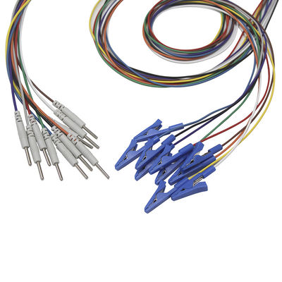 Elétrodo chapeado elétrodos dos Leadwires do EMG do EEG do ouro do grampo do crocodilo do jacaré do tampão do EEG do grabber da tomada do ruído 2,0