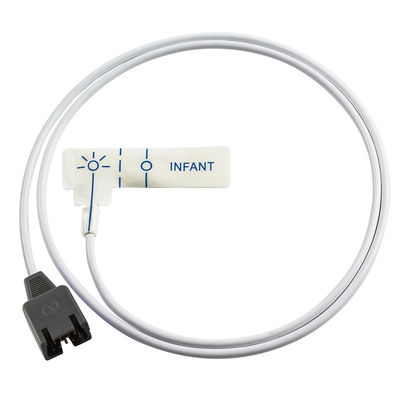 Sensor de SpO2 pediátrico descartável de espuma branca DB9 9Pin para Rad-7 Rad-8 85CM