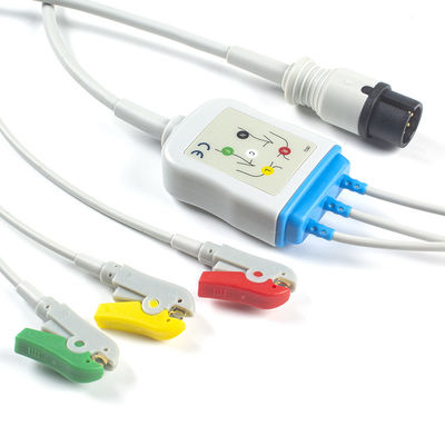Cabo do conector de grampo ECG do IEC do cabo de AAMI 6Pin ECG e da ligação dos Leadwires 3