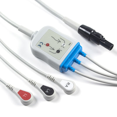 Kontron 125 128 cabo do cabo de VSM510 ECG e do Pin Connector ECG da pressão 7 dos Leadwires 3Lead AHA