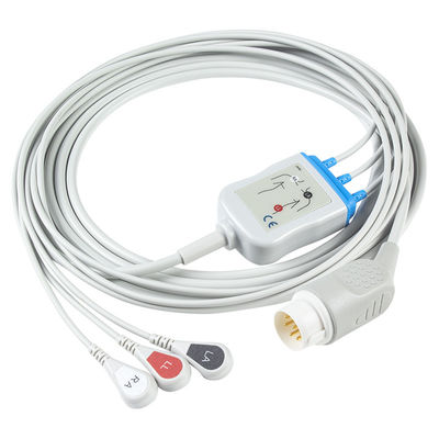 Cabo da pressão ECG dos cabos e dos Leadwires 3Lead M1735A da Philips 8Pin ECG