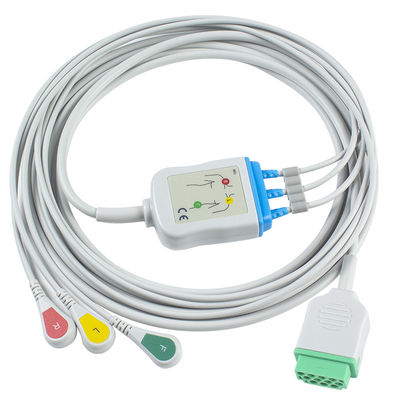 GE Marquette 2021141-002 2001292-001 cabos do conector ECG da pressão 11pin do IEC da ligação dos cabos e dos Leadwires 3 de ECG