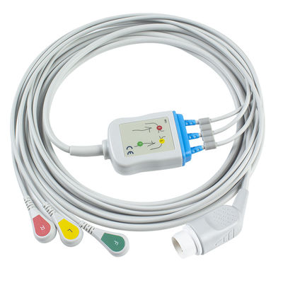 Cabo da pressão ECG da ligação dos cabos e dos Leadwires 8pin 3 do adulto ECG da Philips
