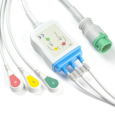 Mindray Datascope 040-000966-00 cabos de EA6232A ECG e conectores ECG dos Leadwires 12pin cabografa a pressão do IEC de 3 ligações