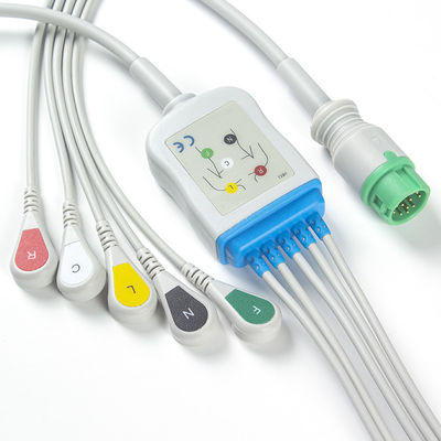 Mindray Datascope 040-000963-00 cabos de EA6252B ECG e conectores ECG dos Leadwires 12pin cabografa a pressão do IEC de 5 ligações
