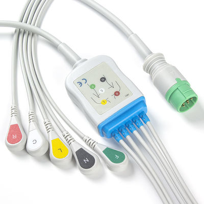 Cabo de Pin Connector ECG do grampo 12 do IEC do cabo de Mennen ECG e da ligação dos Leadwires 5