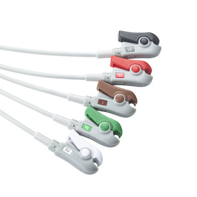 Hellige Cable ECG compatível com ligação direta e fios de condução 5Lead AHA Grabber
