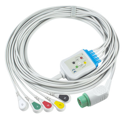 Compatível Siemens Drager 5 Lead Iec Snap Ecg Lead Cable / Ecg Lead Wire Set