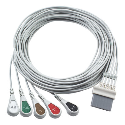 Cabos de ECG Schiller e fios de chumbo Conector de 7 pinos Cable de ECG 5 Captador de snap IEC de chumbo
