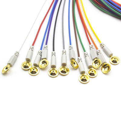 Eletrodos de EEG Din 1.5 Revestidos com Ouro Coloridos Eletrodos de LED de EEG 1,5 metros 10pcs por conjunto