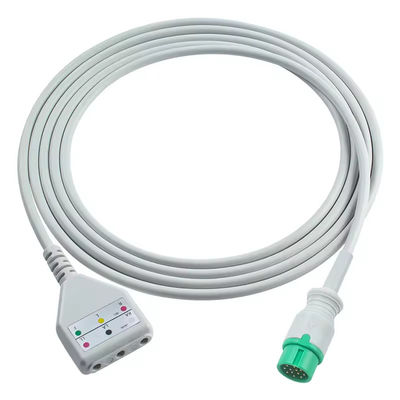 Cabo tronco Comen 12Pin ECG Comen Euro Style 3lead Cable 1,30M