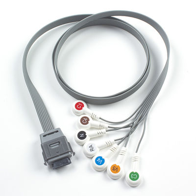 7Lead ECG Holter Cable TPU Material IEC Snap Compatível para Edan Biomédica Instrumento