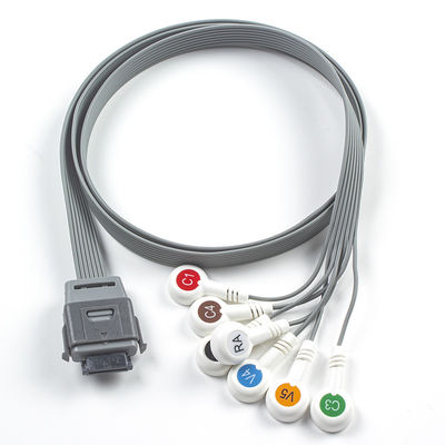7Lead ECG Holter Cable TPU Material IEC Snap Compatível para Edan Biomédica Instrumento