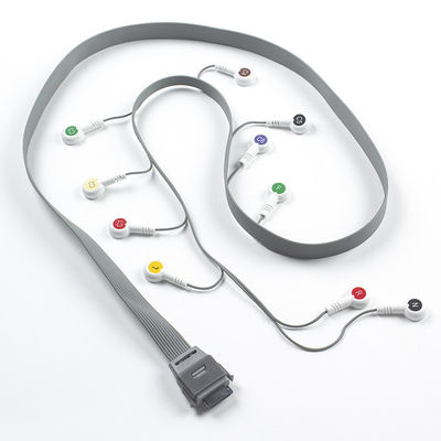 Cable Holter de ECG de chumbo 10 de cinza compatível com Edan Biomedical Instrument IEC Snap