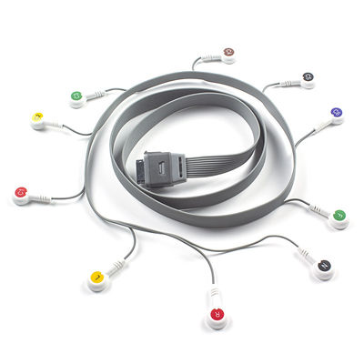 Cable Holter de ECG de chumbo 10 de cinza compatível com Edan Biomedical Instrument IEC Snap