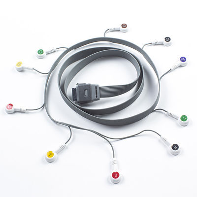 Cable Holter de ECG de chumbo 10 de cinza compatível com Edan Biomedical Instrument IEC Snap