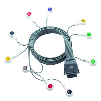 Cable Holter de ECG de chumbo 10 de cinza compatível com Edan Biomedical Instrument IEC Snap