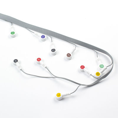 Cable Holter de ECG de chumbo 10 de cinza compatível com Edan Biomedical Instrument IEC Snap