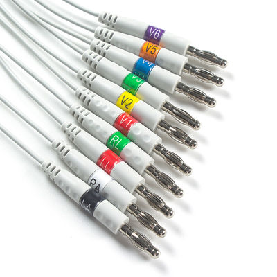 Compatível com cabo de ECG Welch Allyn AHA Banana para ECG de repouso PCR 100, SE-PRO-600 Cardioperfect Pro Recorder