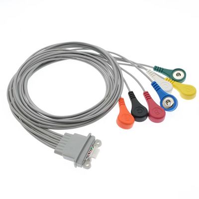 Compatível com o Schiller Medilog AR12 Plus ECG Holter Cable 7Lead IEC Snap AR4 Plus FD5