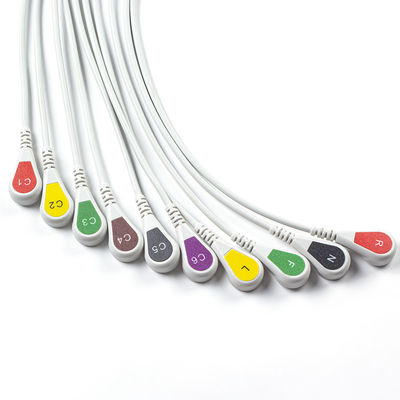 Compatível P-Hilips Trim 10Lead ECG Cable IEC Snap para PageWriter Trim I, PageWriter Trim II