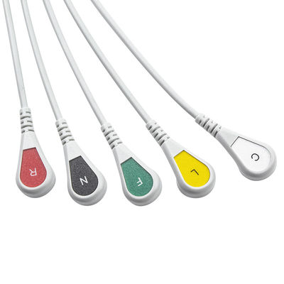 Cable ECG compatível 5 Leads For Medetec Cardiac Monitor ECG Inglaterra IEC Snap