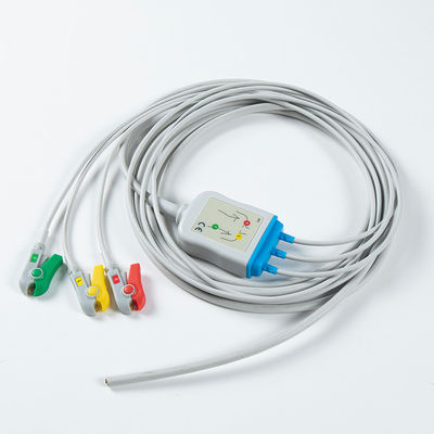 1m 3,0 Diâmetro cabo ECG semi-acabado 3Lead IEC Grabber sem conector com 24 meses de vida útil