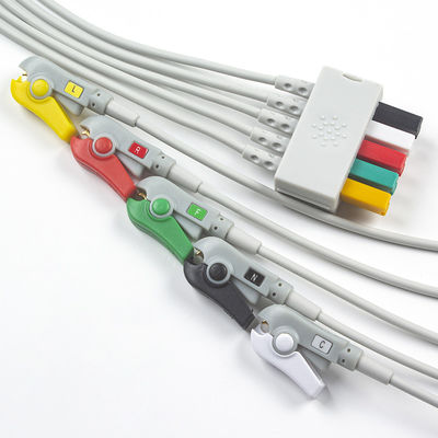 Siemens Patient Cable ECG 5 Lead Siemens IEC Grabber ECG Lead para adulto ou pediátrico em cinza