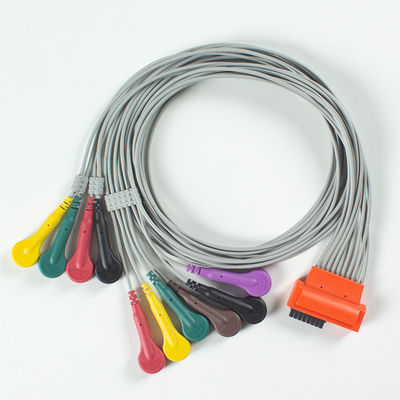 Compativel Cardioline Touch ECG 10Lead ECG Cable IEC Snap com TPU cinza e laranja
