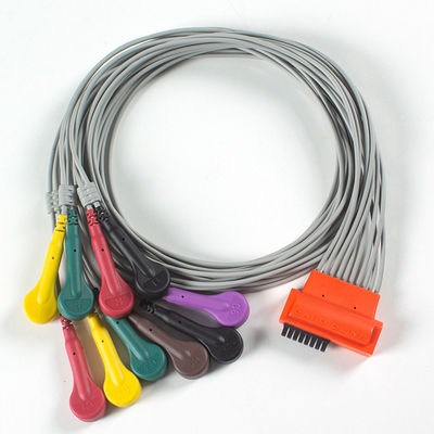 Compativel Cardioline Touch ECG 10Lead ECG Cable IEC Snap com TPU cinza e laranja