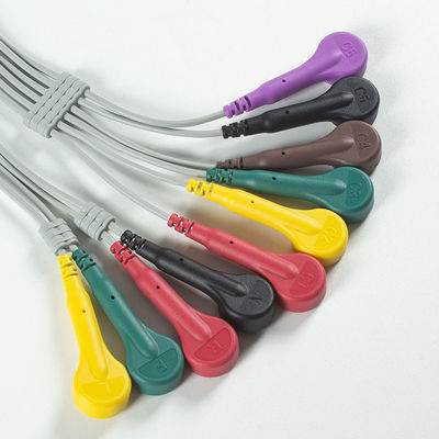Compativel Cardioline Touch ECG 10Lead ECG Cable IEC Snap com TPU cinza e laranja