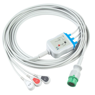 Ecomed ECG cabos e fios de chumbo 12pin conector ECG cabo 3 5 chumbo IEC AHA Snap Grabber clip