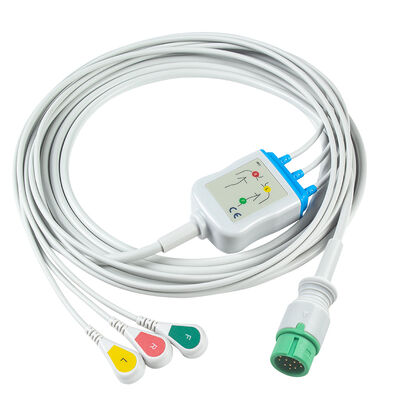 Ecomed ECG cabos e fios de chumbo 12pin conector ECG cabo 3 5 chumbo IEC AHA Snap Grabber clip