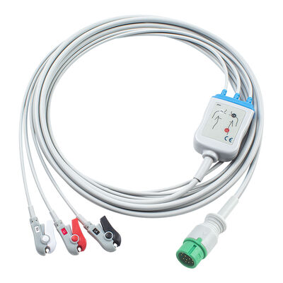 Ecomed ECG cabos e fios de chumbo 12pin conector ECG cabo 3 5 chumbo IEC AHA Snap Grabber clip