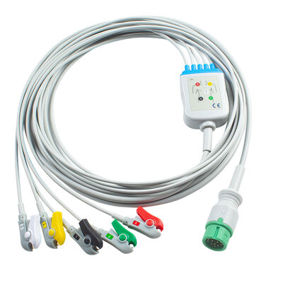 Ecomed ECG cabos e fios de chumbo 12pin conector ECG cabo 3 5 chumbo IEC AHA Snap Grabber clip