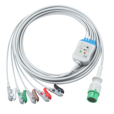 Ecomed ECG cabos e fios de chumbo 12pin conector ECG cabo 3 5 chumbo IEC AHA Snap Grabber clip