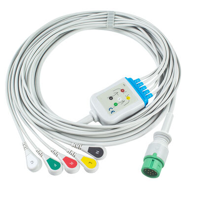 Ecomed ECG cabos e fios de chumbo 12pin conector ECG cabo 3 5 chumbo IEC AHA Snap Grabber clip