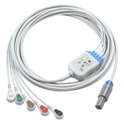 Epsilon Lemo 6Pin Cabos ECG e fios de chumbo Cable ECG 3 5 Lead IEC AHA Snap Grabber Clip