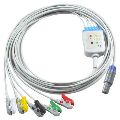 Epsilon Lemo 6Pin Cabos ECG e fios de chumbo Cable ECG 3 5 Lead IEC AHA Snap Grabber Clip