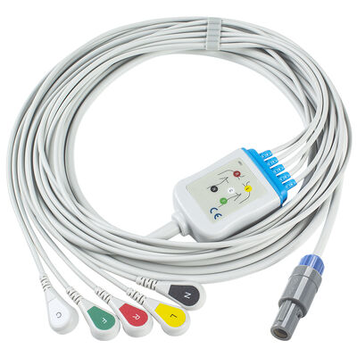 Epsilon Lemo 6Pin Cabos ECG e fios de chumbo Cable ECG 3 5 Lead IEC AHA Snap Grabber Clip