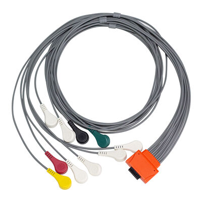 Cabo de Holter ECG Compatível com Cardioline Walk400h Clickholter NG de 5 e 7 Derivações em Material TPU com Código de Cores IEC