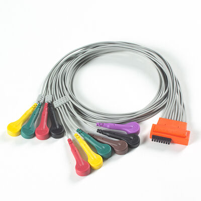 Cable ECG compatível Cardioline TouchECG HD+ 10 Lead Holter com material TPU e codificação de cores IEC