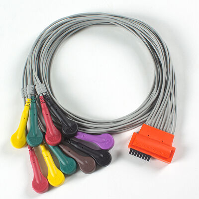 Cable ECG compatível Cardioline TouchECG HD+ 10 Lead Holter com material TPU e codificação de cores IEC