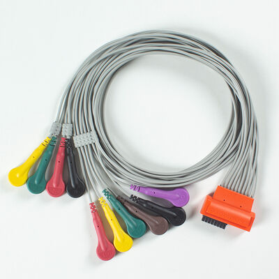 Cable ECG compatível Cardioline TouchECG HD+ 10 Lead Holter com material TPU e codificação de cores IEC
