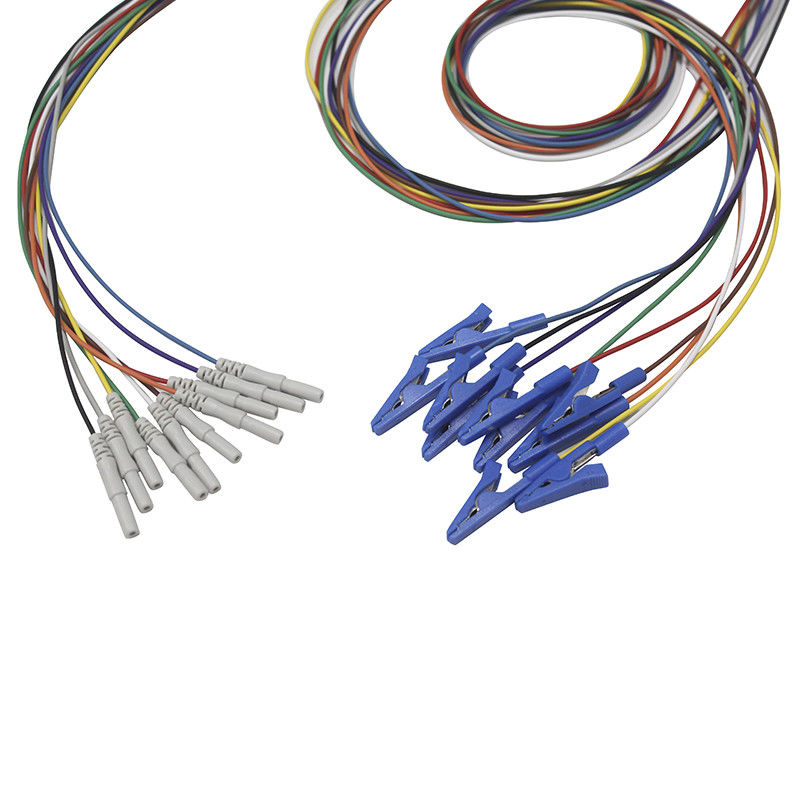 O ruído 1,5 elétrodos do EEG do grampo do crocodilo do jacaré do grabber do estilo chapeou o elétrodo dos Leadwires do EEG do ouro