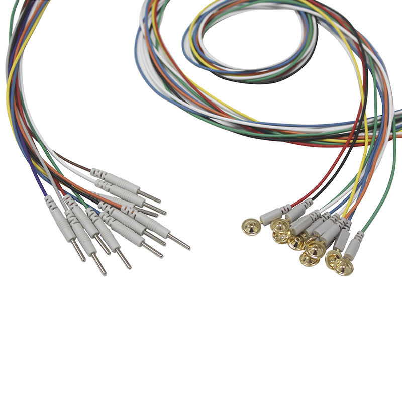 Tipo elétrodo chapeado elétrodos do copo da tomada do ruído 2,0 dos Leadwires do EMS do EEG do ouro do tampão do EEG