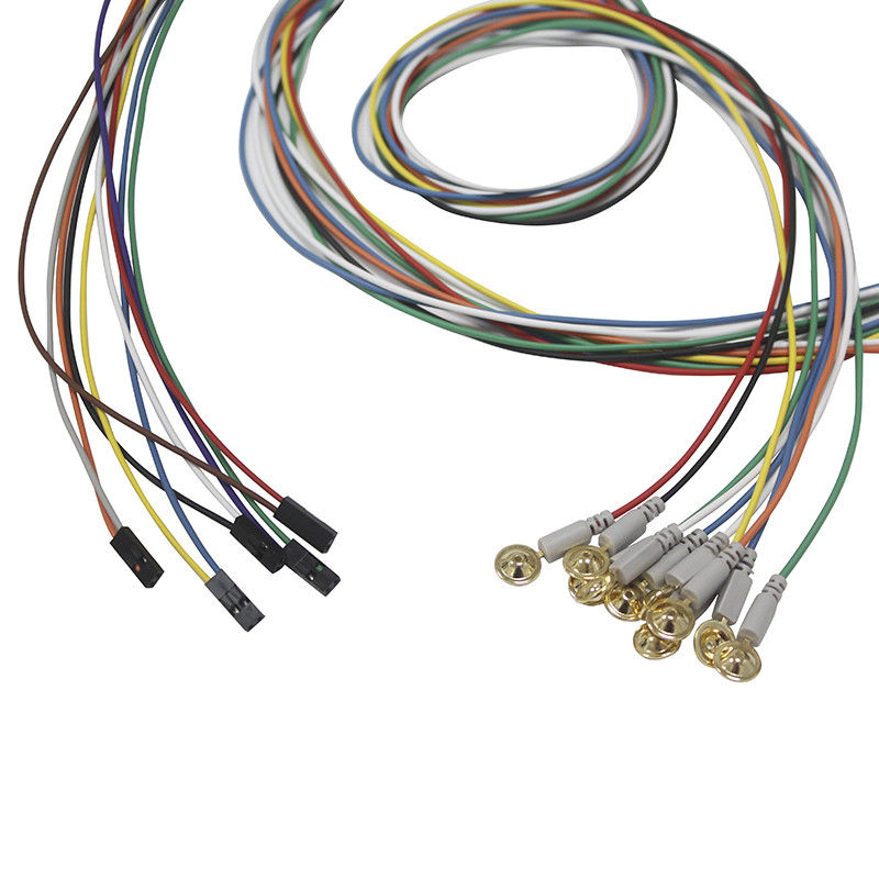 Du Pont 2 elétrodos chapeados ouro da eletroencefalografia dos Leadwires dos elétrodos do EEG de Pin Plug Cup Type