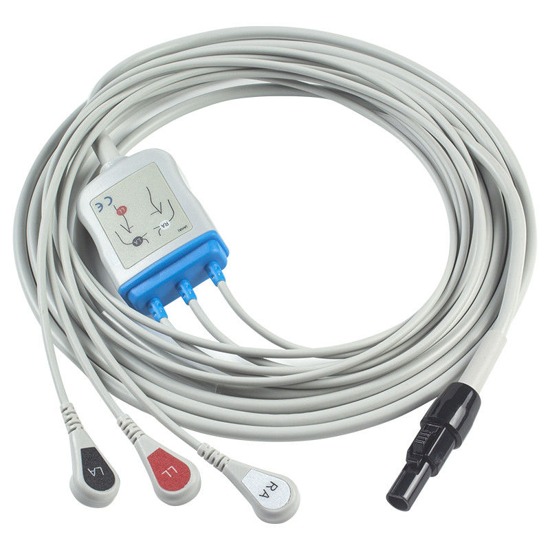 Kontron 125 128 cabo do cabo de VSM510 ECG e do Pin Connector ECG da pressão 7 dos Leadwires 3Lead AHA