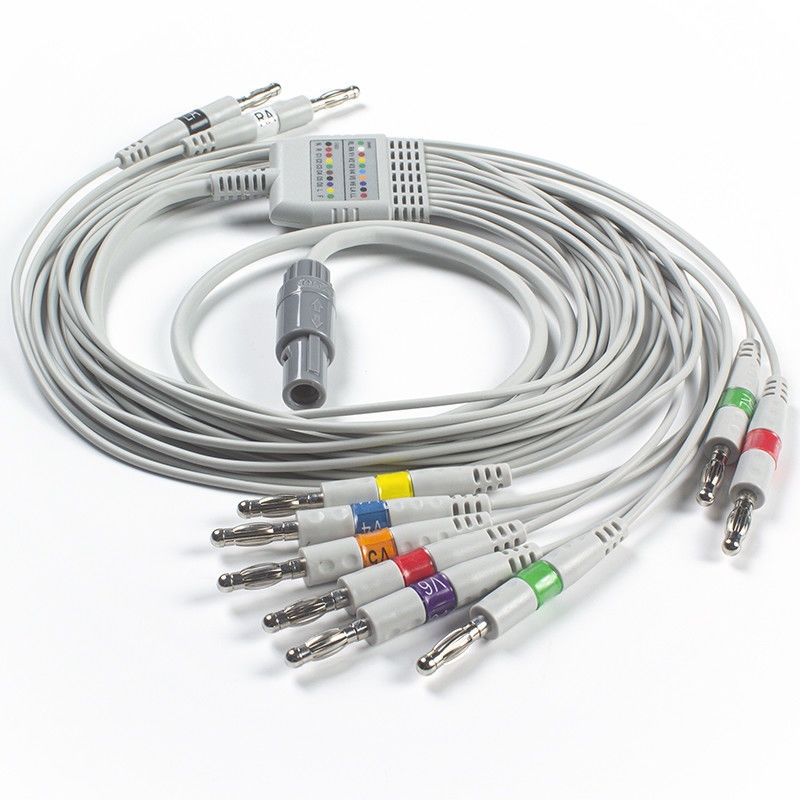 Cabo do ECG de Welch Allyn RE-PC-AHA-BAN SE-PRO-600 e banana 4,0 do IEC do Pin dos Leadwires 14